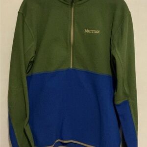 Marmot Men's Green and Blue Quarter Zip-Up Sweater Fleece